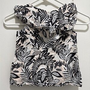 Janie and Jack Sleeveless Black and White Leaf Print Ruffle Top 🌟